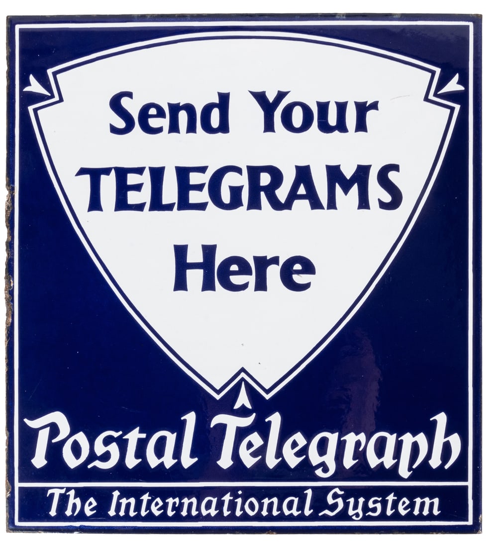 Postal Telegrams / Send Your Telegrams Here Sign. Double-si... (1 of 2)
