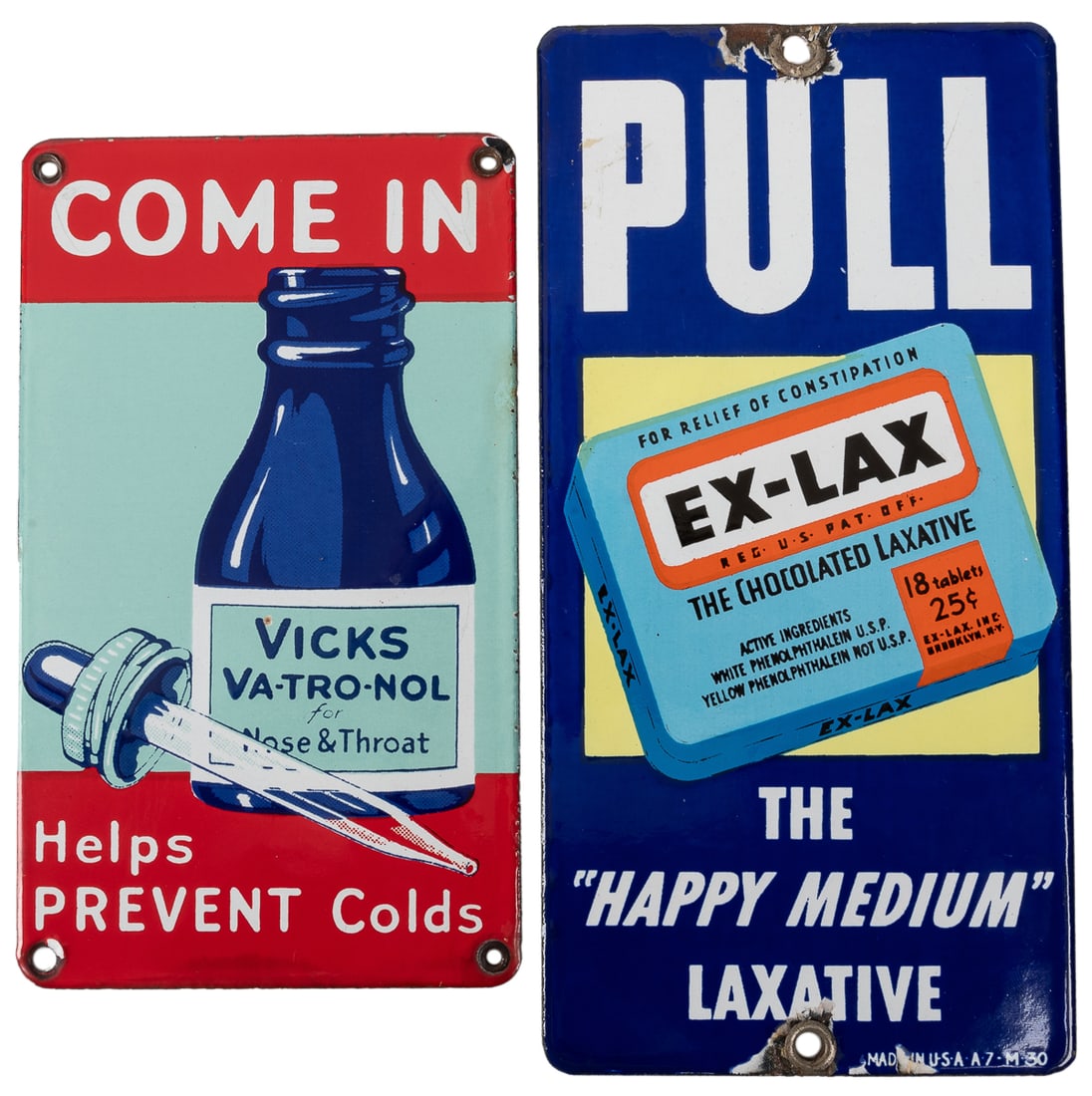 Two Medicine Door Push Signs. Two single-sided porcelain (S... (1 of 2)