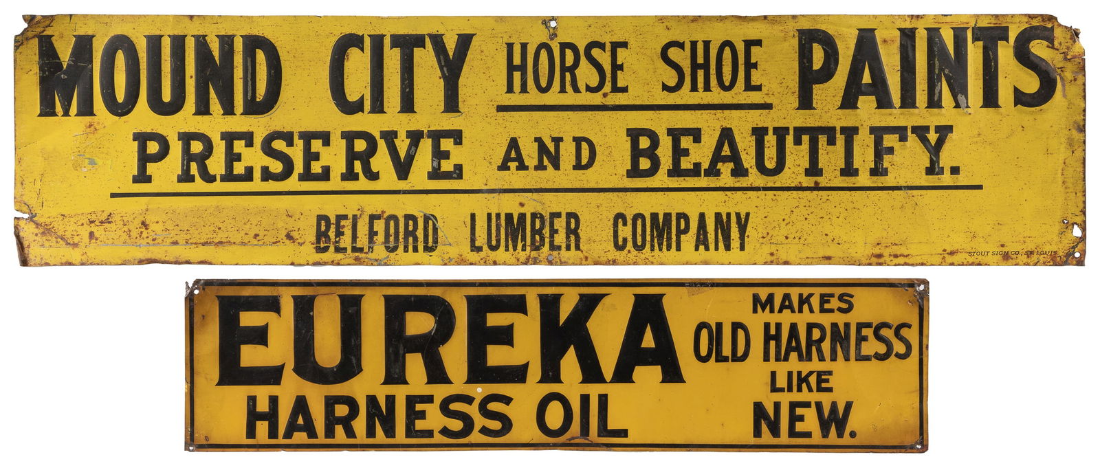 Two Horse Tack Signs. Early 1900s. Group of two embossed si... (1 of 5)