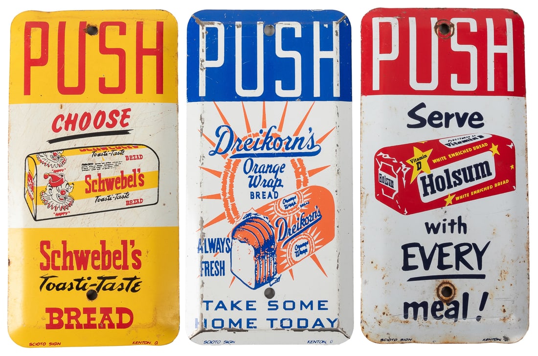 Group of Three Bread Door Push Signs. Kenton: Scioto Sign. ... (1 of 1)