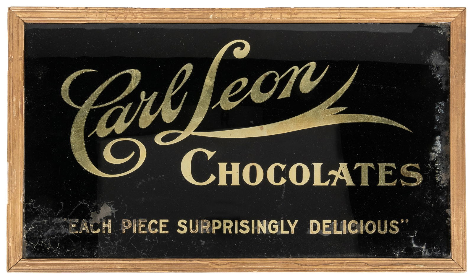 Carl Leon Chocolates Reverse Glass Sign. Circa early 20th c... (1 of 1)
