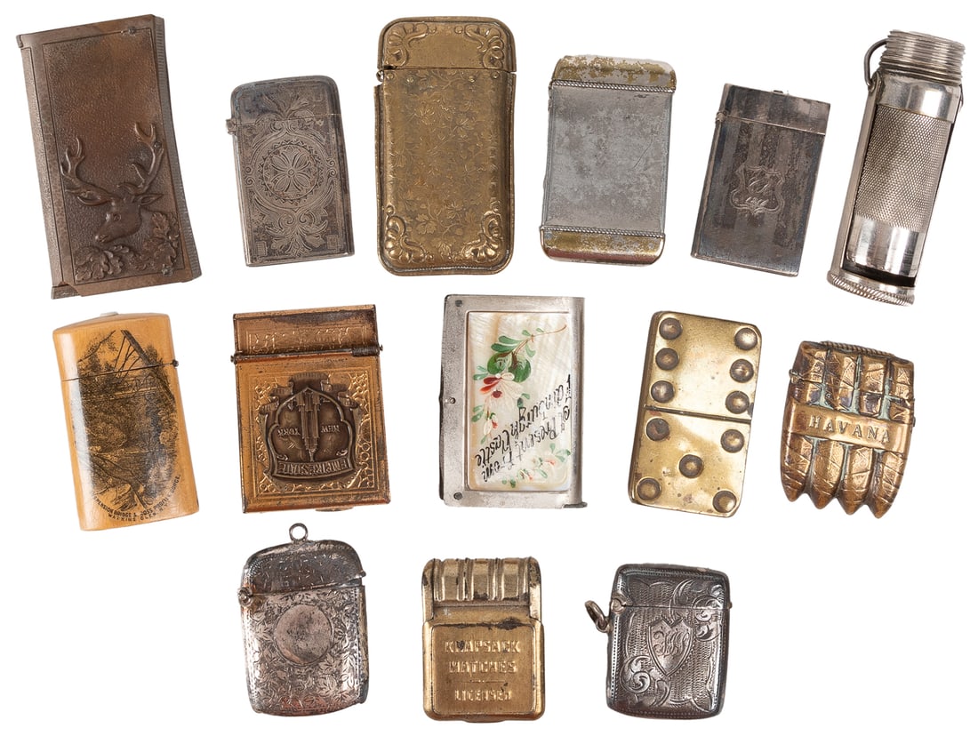 Lot of 14 Assorted Match Safes / Vestas. 19th/20th century.... (1 of 1)
