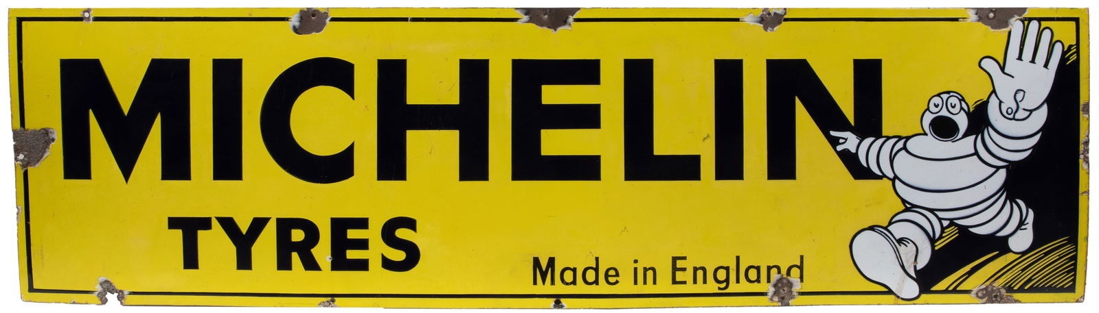 Michelin Tyres Made in England Porcelain Sign. Large single... (1 of 2)