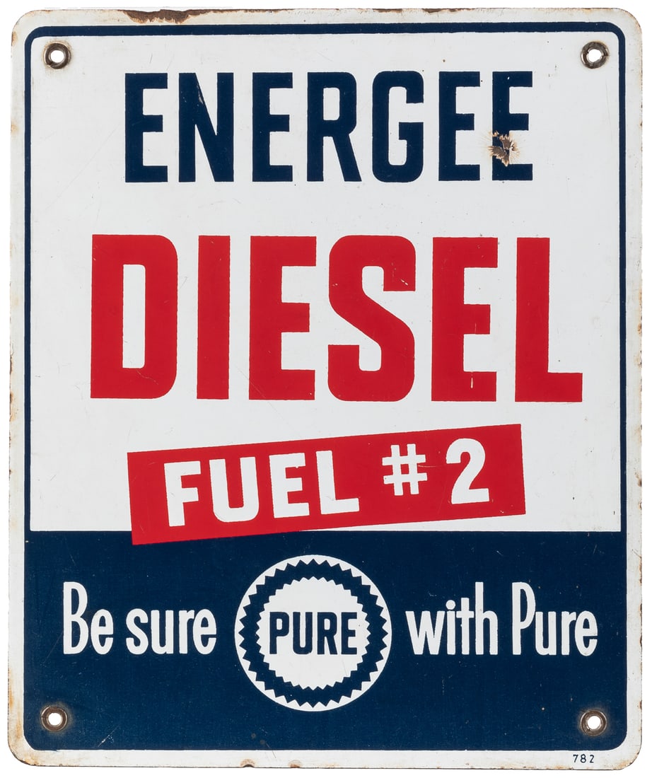 Energee Diesel Fuel #2 Porcelain Sign. [Circa 1950s]. Singl... (1 of 2)