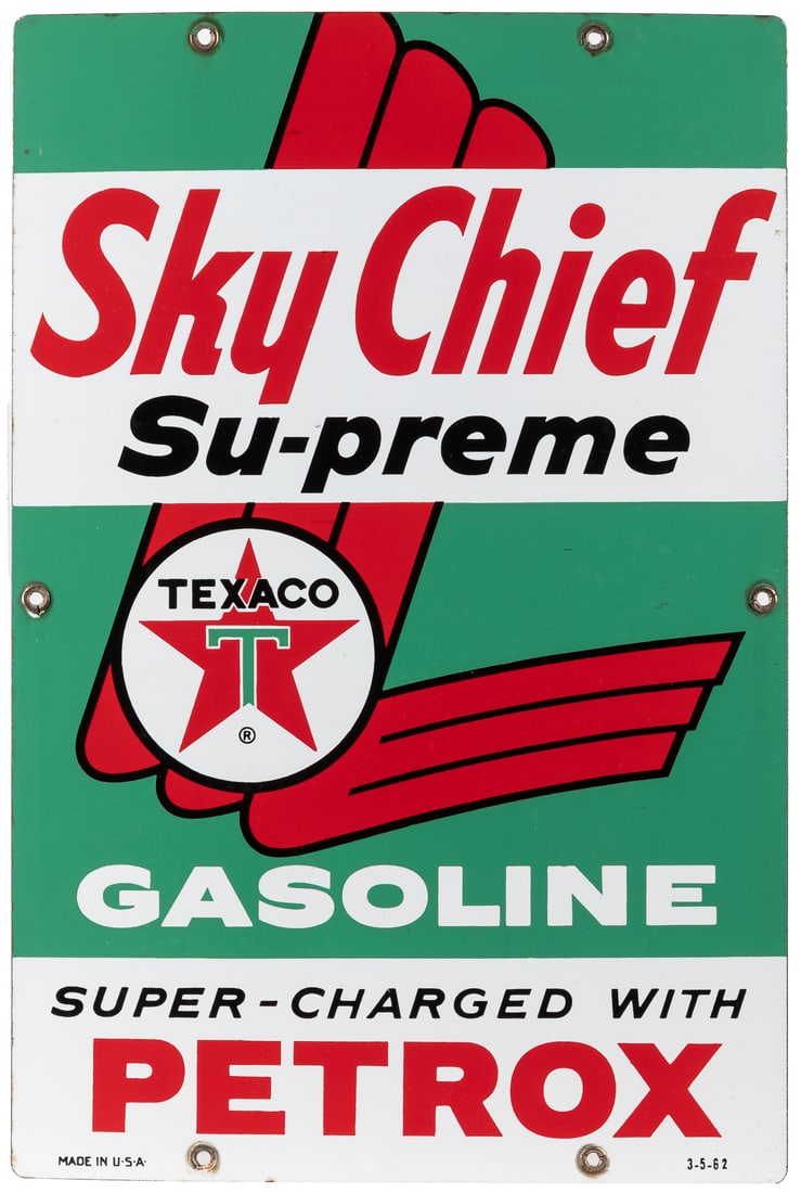 Texaco Sky Chief Su-preme Porcelain Pump Plate. 1962. Singl... (1 of 2)