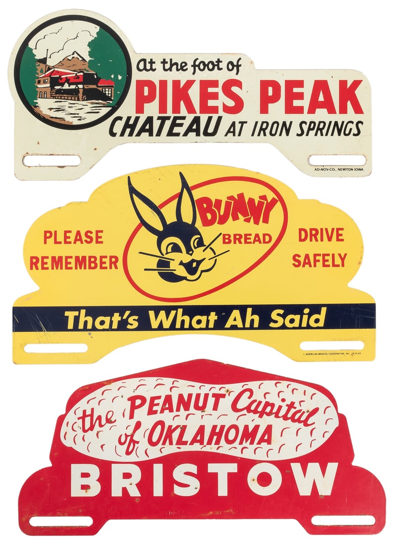 Group of 3 Die-Cut License Plate toppers. Group of three di... (1 of 1)