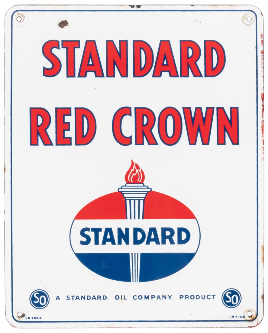 Standard Oil Red Crown. Single-sided porcelain (SSP) gas pu... (1 of 2)