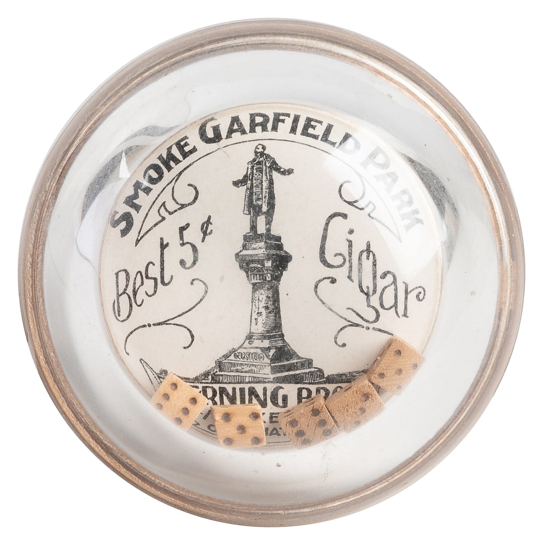 Garfield Park 5c Cigars Advertising Dice Paperweight. Early... (1 of 1)