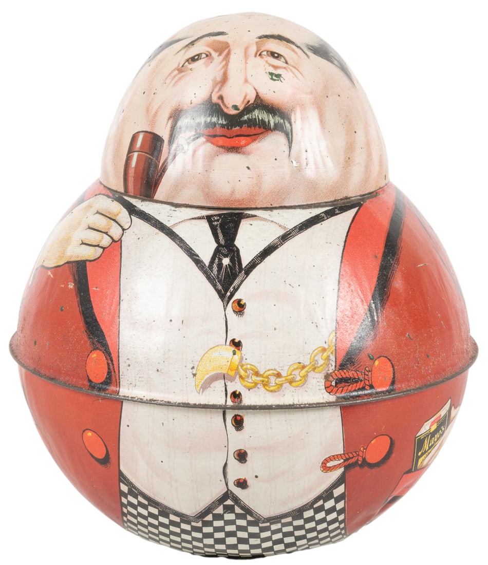 Mayo’s Cut Plug “Roly Poly” Tobacco Tin. Figural tin depict... (1 of 2)