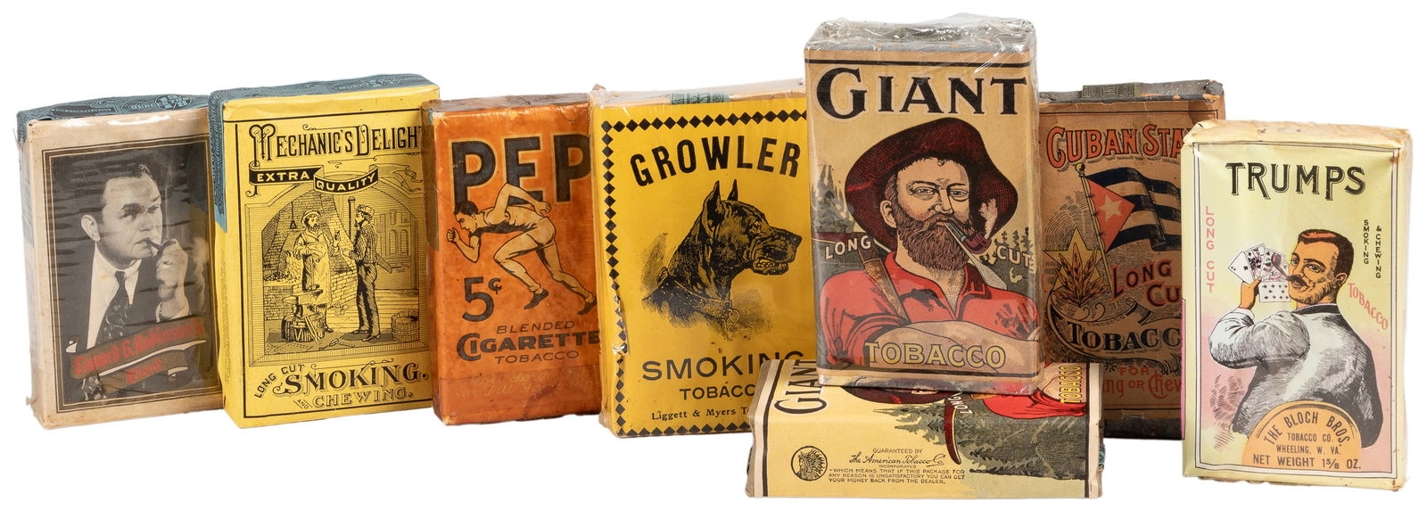 [TOBACCO]. Group of 8 Full Packs of Vintage Tobacco. [V.p.,... (1 of 1)