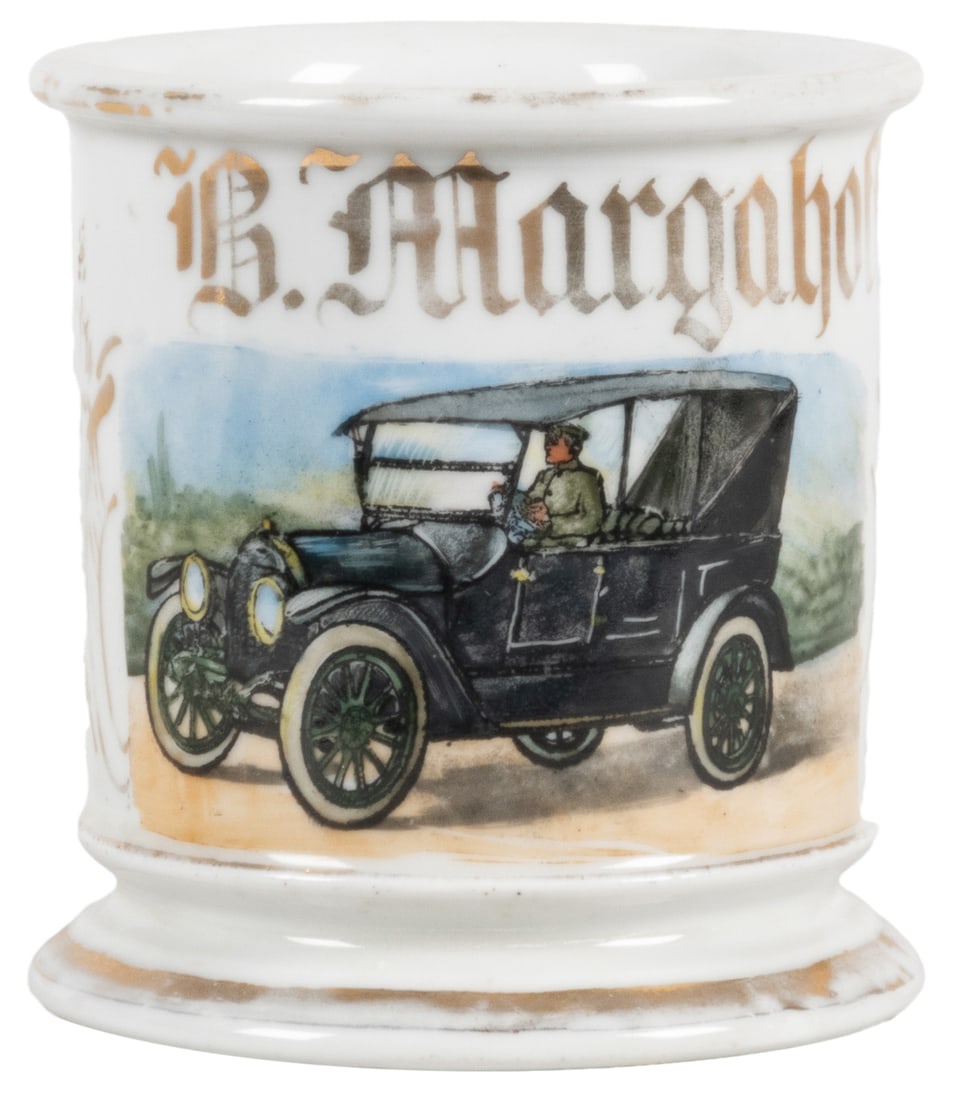 Automobile Shaving Mug. Gilt painted porcelain, lettered wi... (1 of 2)