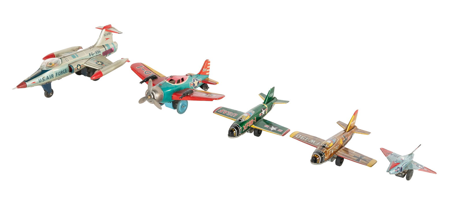 Group of Five Japanese Friction Tin Lithograph Fighter Plan... (1 of 2)