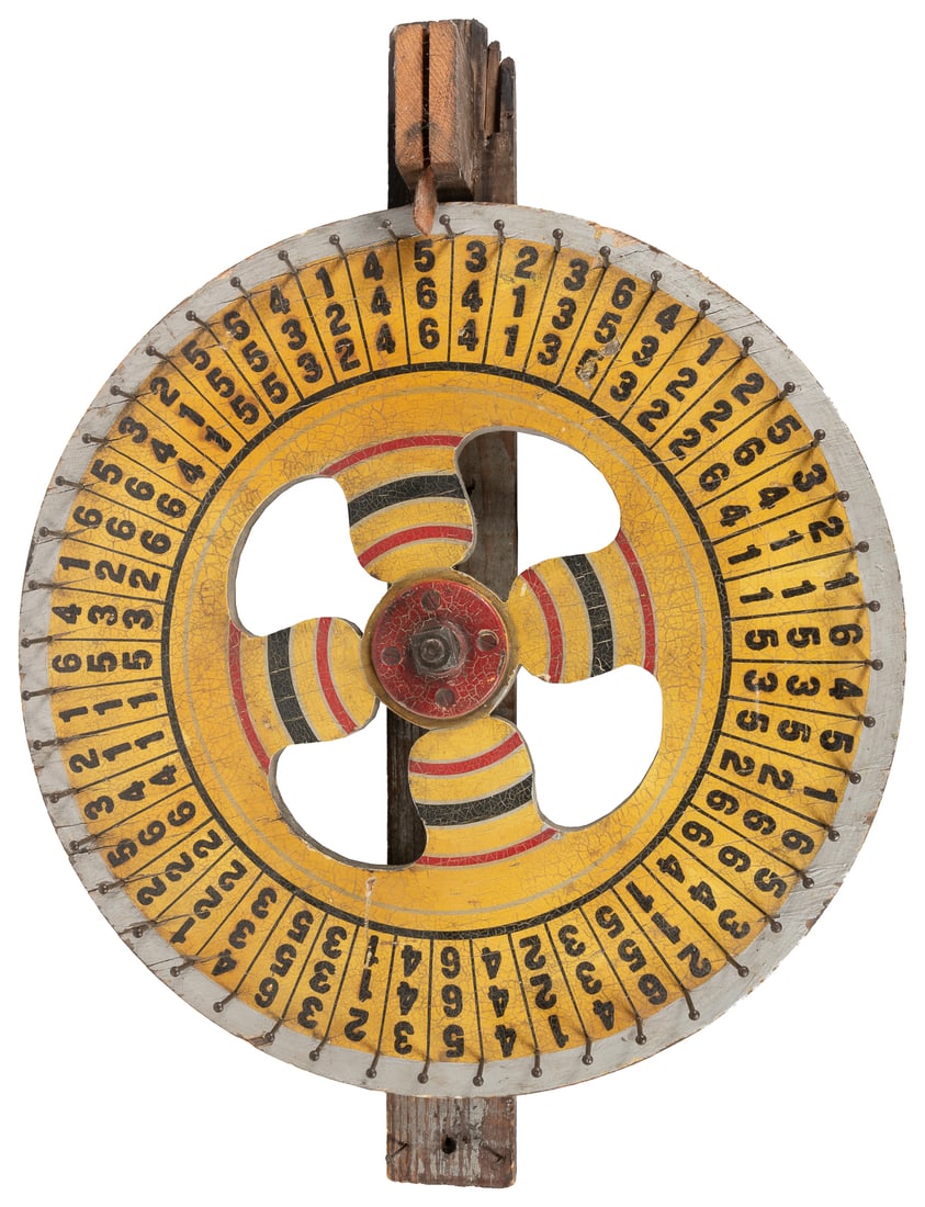 Carnival Gaming Wheel. Circa 1940s-50s. Painted wheel with ... (1 of 2)