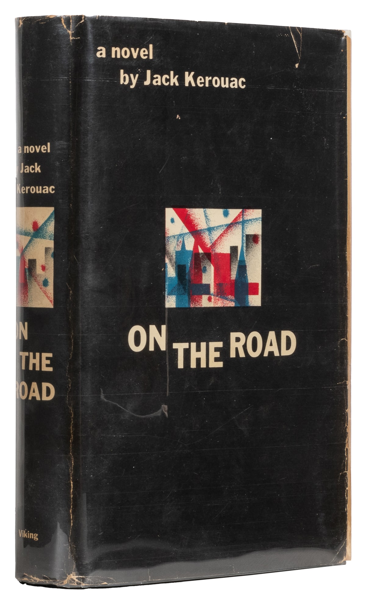 Kerouac, Jack. On the Road. Viking, 1957. First edition, fi...: Kerouac, Jack. On the Road. Viking, 1957. First edition, first printing with the red top stain. Extremely slight aging to pages. The unclipped first printing DJ is priced $3.95 and shows minor shelf w