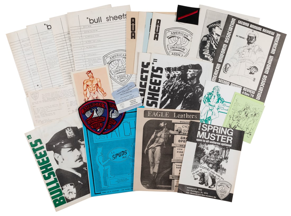 [EPHEMERA]. Group of Ephemera Related to Uniform Fetish, Ma...: [EPHEMERA]. Group of Ephemera Related to Uniform Fetish, Mainly Related to the American Uniform Association, including: Bull Sheets newsletters. [Ca.1980s]. 7 multi-page, staple-bound newsletters. 14 