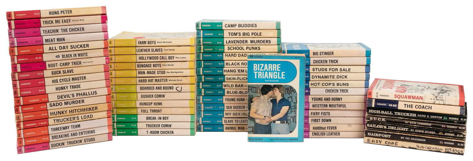 [SURREE LTD., publisher]. Group of 63 gay erotica paperback...: [SURREE LTD., publisher]. Group of 63 gay erotica paperback novels. Santee, Calif., 1970s. All with semi-gloss covers and black and white homoerotic illustrations. 8vos. All published by Surree Ltd./S