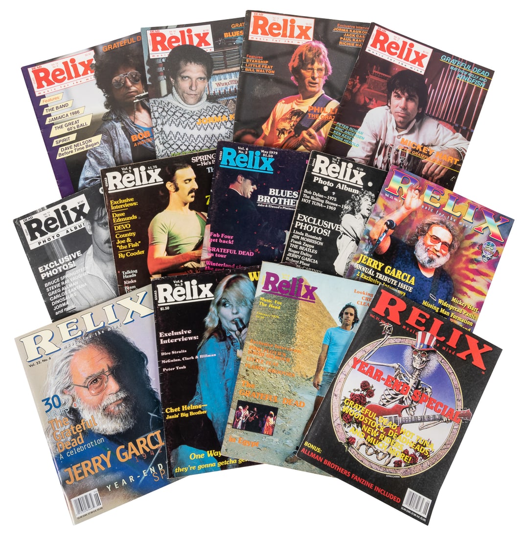 [GRATEFUL DEAD]. Relix Magazine / 28 Vintage Issues. Brookl...: [GRATEFUL DEAD]. Relix Magazine / 28 Vintage Issues. Brooklyn: Relix Magazine Inc., 1979-2002. Group of 28 issues of Relix magazine including: many Grateful Dead and Jerry Garcia issues; 1995 Garcia m