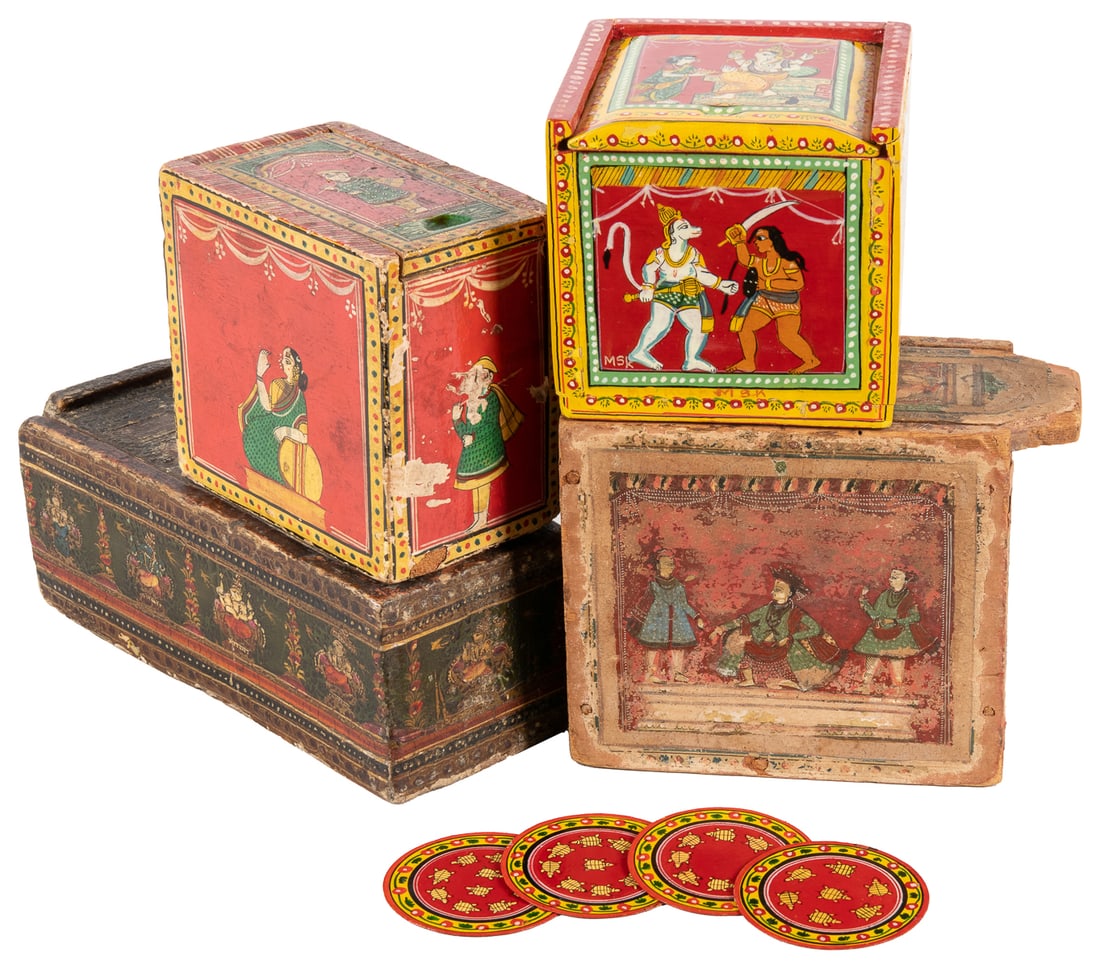 Four sets of Ganjifa / Ganjapa Indian Painted Playing Cards... (1 of 5)