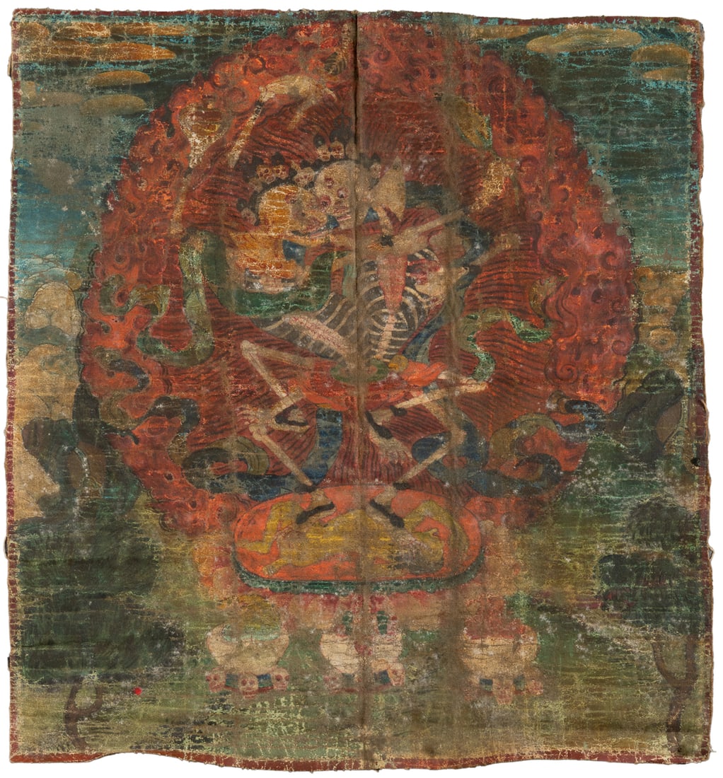 [TIBETAN]. [VERNACULAR ART]. Citipati Thanka. 19th Century.... (1 of 2)