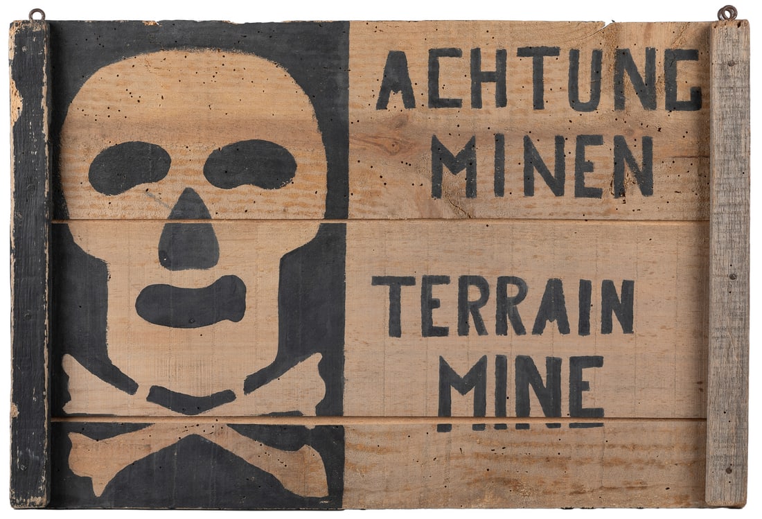 [WORLD WAR II]. [FOLK ART]. Achtung Minen / Terrain Mine. C... (1 of 2)