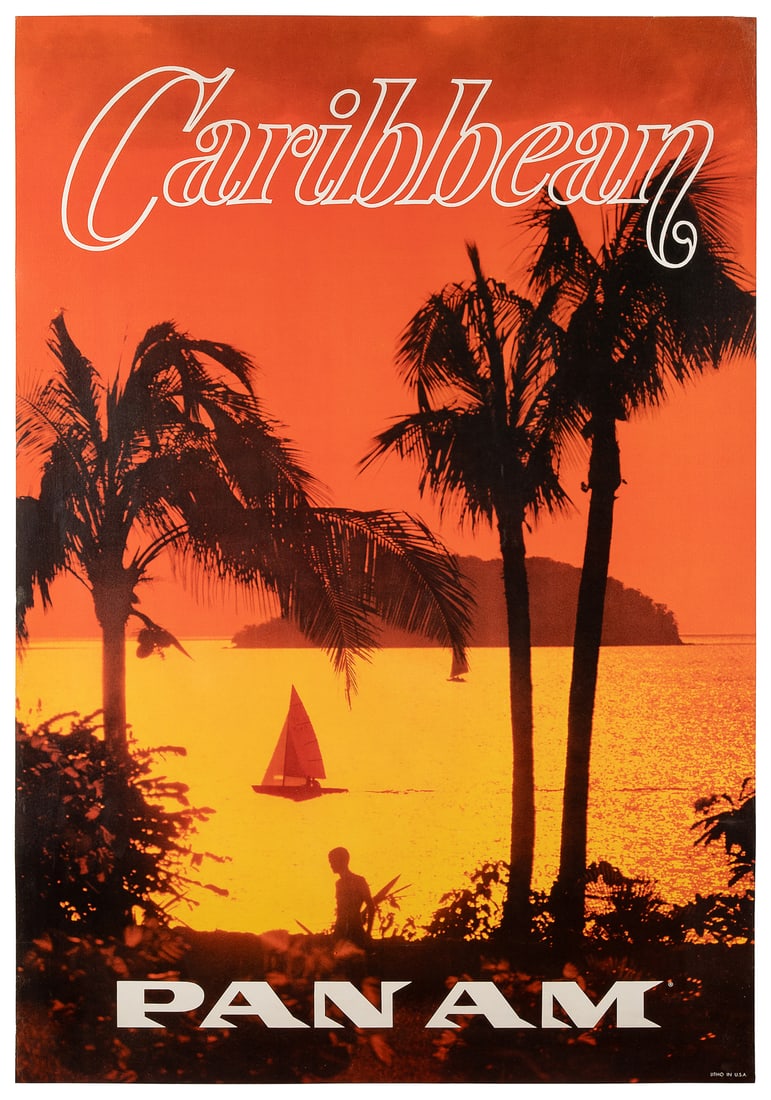 Caribbean / Pan Am. 1965. Airline poster with a sunset imag... (1 of 1)