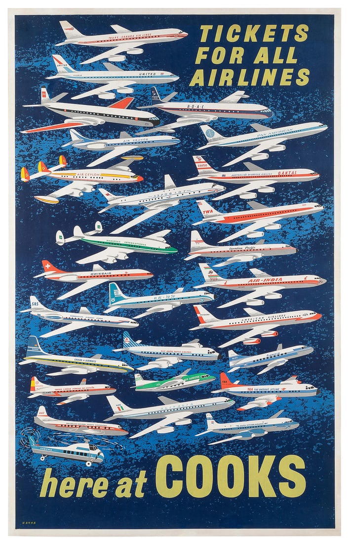 HANNA. Tickets for All Airlines / Here at Cook’s. 1950s. Po... (1 of 1)