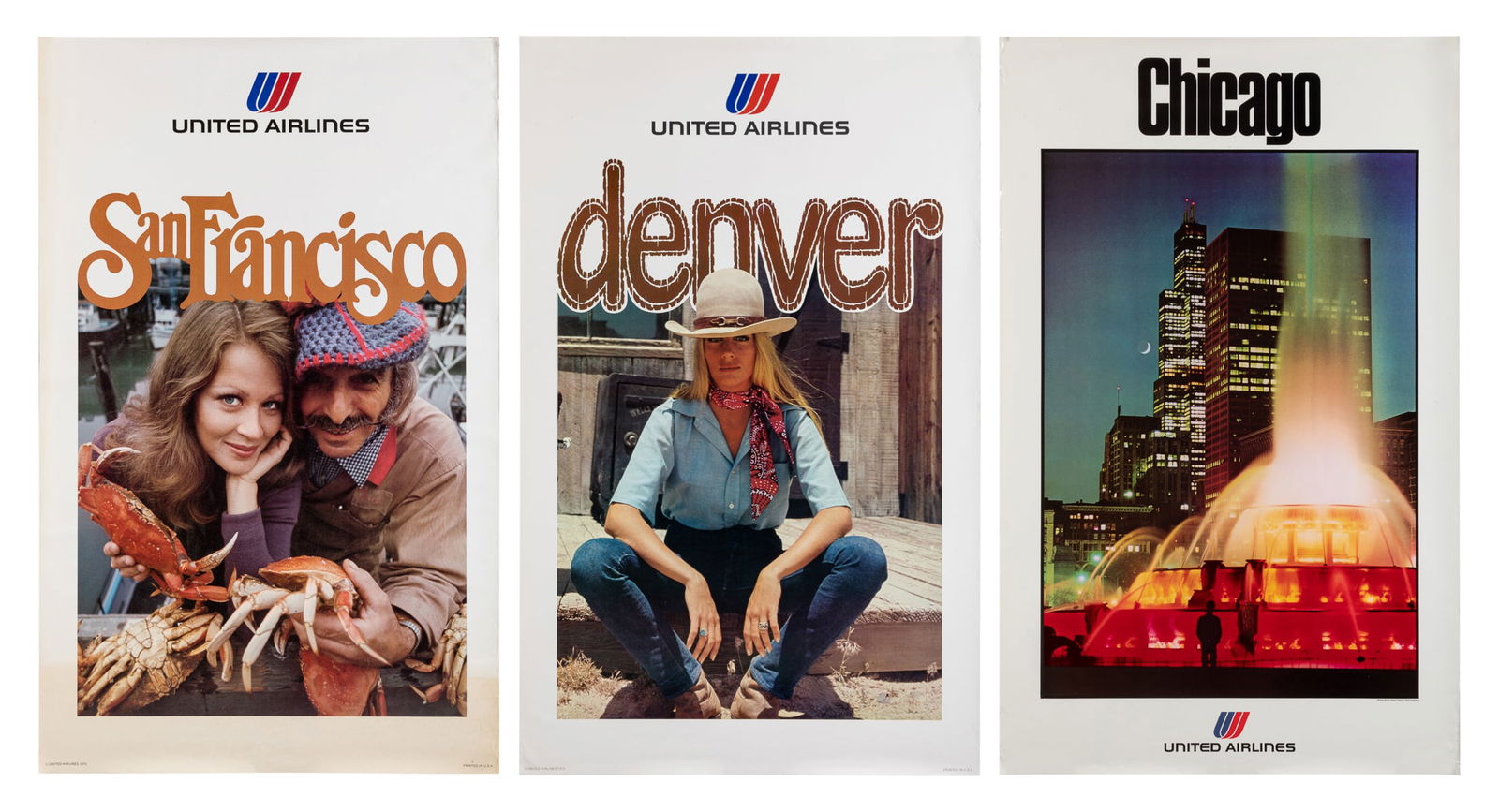 Three United Airlines Posters. Denver / Chicago / San Franc... (1 of 4)