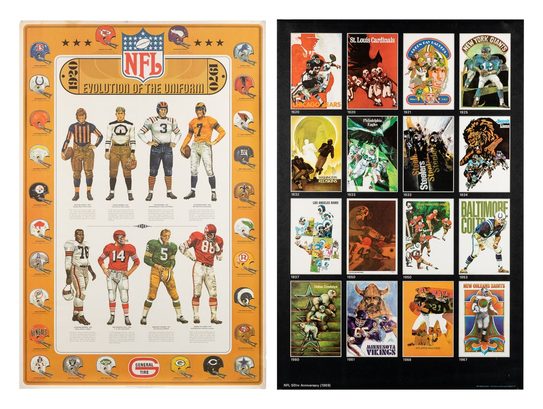 Pair of NFL Posters. 1969 & 1970. Two color offset lithogra... (1 of 3)