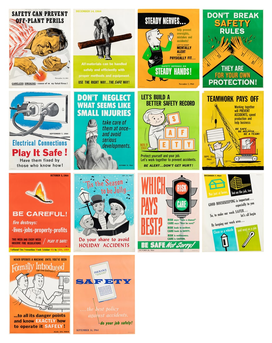 Group of 14 Workplace Safety Posters. 1964. Philadelphia: C... (1 of 15)