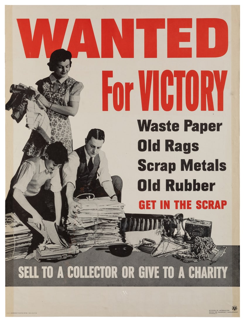 [WORLD WAR II – SCRAPPING & RECYCLING]. Group of 3 posters.... (1 of 3)
