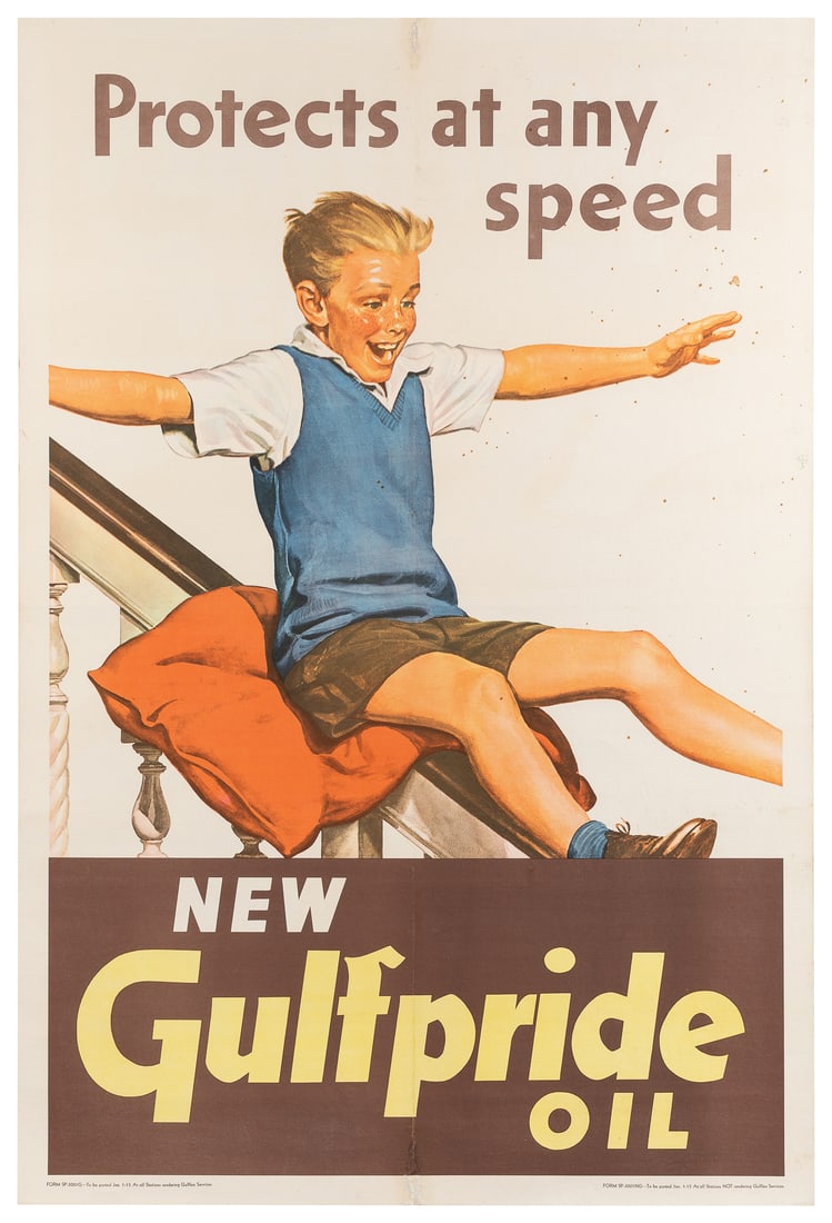 Protects at Any Speed / New Gulfpride Oil. Circa 1950s. Col... (1 of 1)