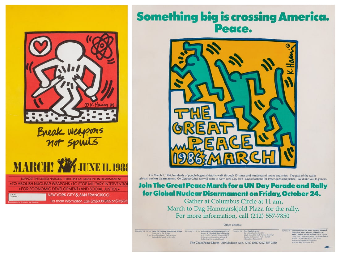HARING, Keith (1958–1990). Two Nuclear Disarmament Posters.... (1 of 3)