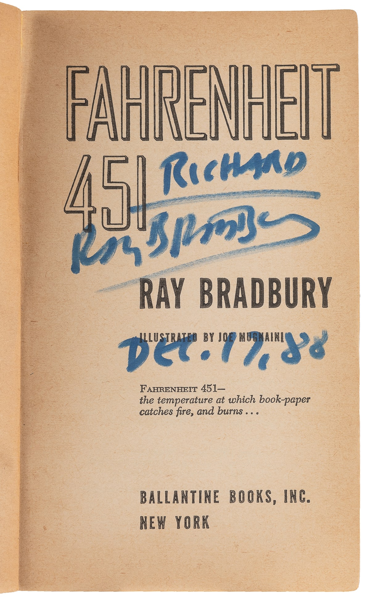 BRADBURY, Ray (1920-2012). Fahrenheit 451. Illustrated by J... (1 of 2)