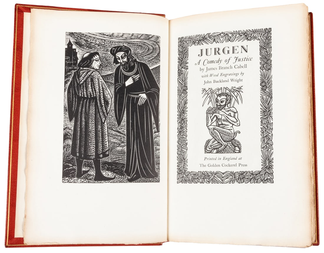 [FINE PRESS]. [GOLDEN COCKEREL PRESS]. CABELL, James Branch...: [FINE PRESS]. [GOLDEN COCKEREL PRESS]. CABELL, James Branch (1879-1958). Jurgen. A Comedy of Justice. with Wood Engravings by John Buckland Wright. London: The Golden Cockerel Press, [1949]. Large 8vo
