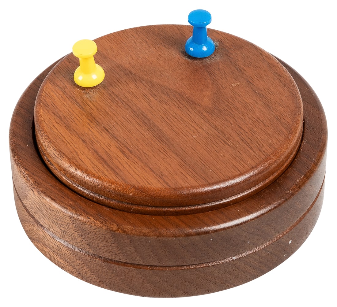 Two Percent Tacks. Azusa: Owen Magic Supreme, 1990s. Two th...: Two Percent Tacks. Azusa: Owen Magic Supreme, 1990s. Two thumbtacks are removed from a holder and then used to tack a dollar bill to its lid. The bill is then pulled through the tacks – but rema