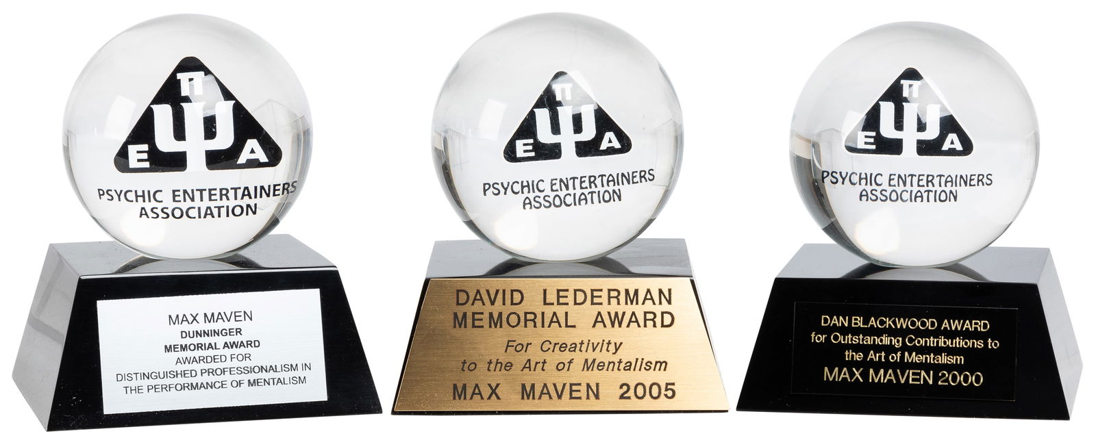 Max Maven’s Psychic Entertainers Association Awards. Includ...: Max Maven’s Psychic Entertainers Association Awards. Including: the Dan Blackwood Award “for outstanding contributions to the art of mentalism,” and the David Lederman Memorial Award