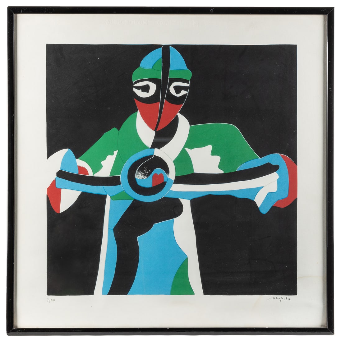 [NESPOLO, Ugo (b. 1941), artist]. Motociclista. [N.d.] Lith... (1 of 1)