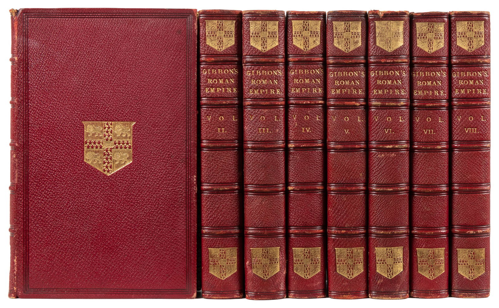 [FINE BINDINGS]. GIBBON, Edward (1737-1794). The History of...: [FINE BINDINGS]. GIBBON, Edward (1737-1794). The History of the Decline and Fall of the Roman Empire. London: John Murray, 1862. 8vos. Illustrated with portrait frontispiece in volume I, folding map i