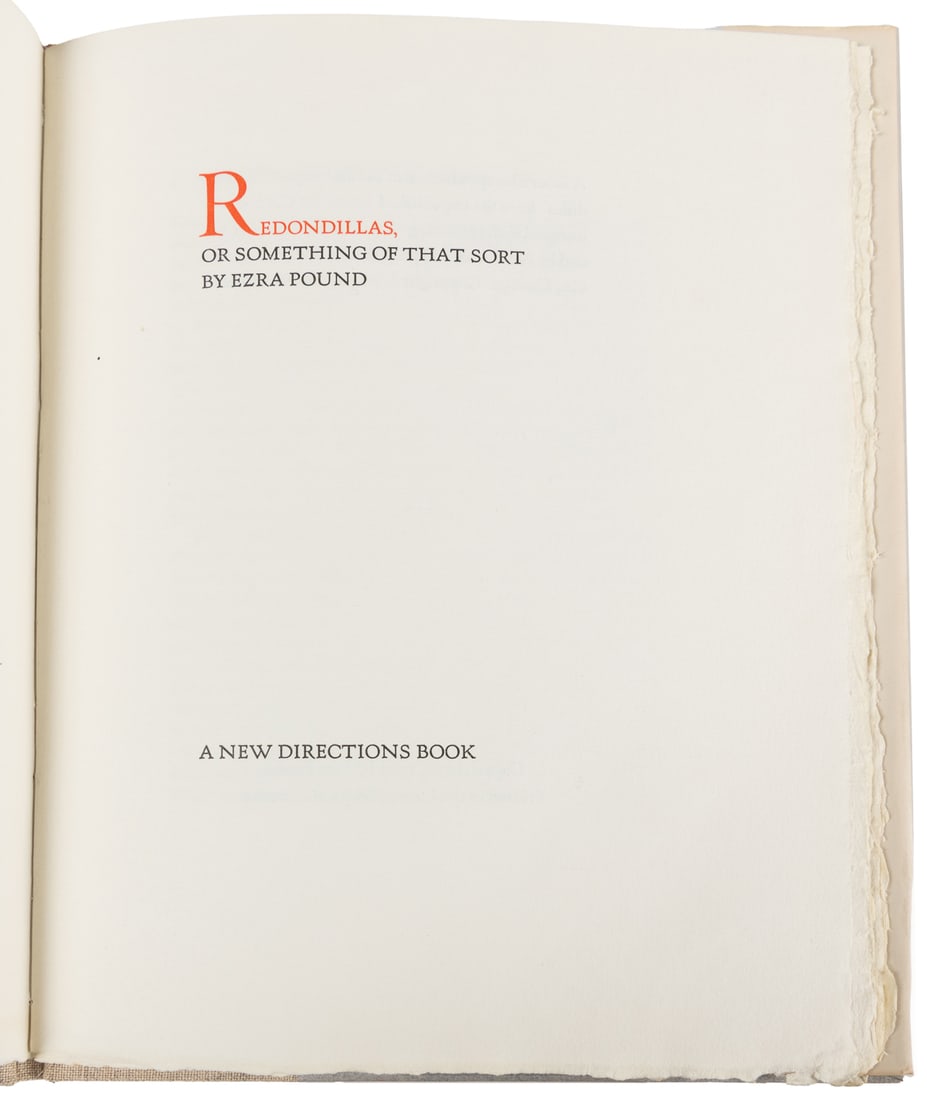 POUND, Ezra (1885-1972). Redondillas, or Something of That ... (1 of 3)