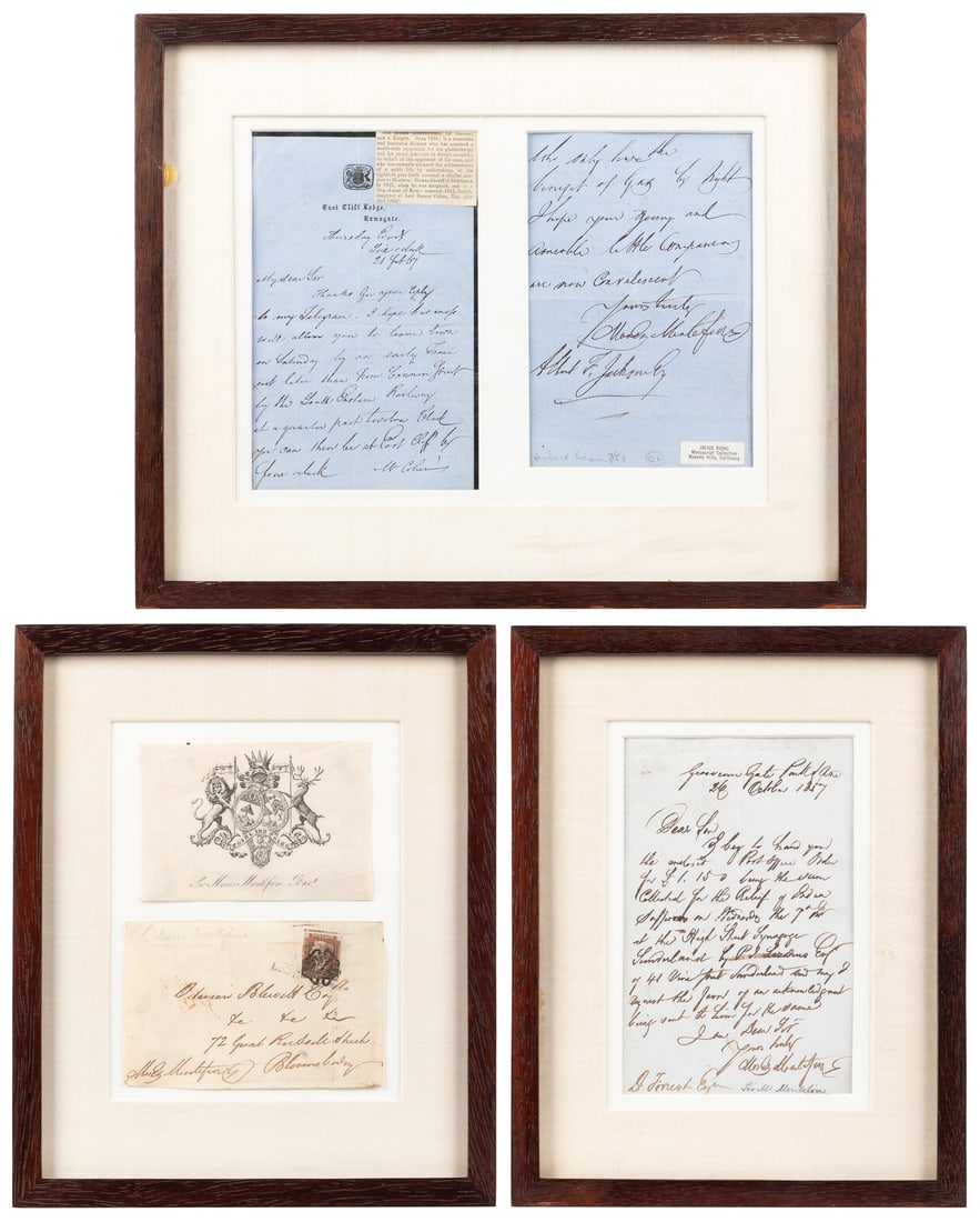 [JUDAICA]. MONTEFIORE, Moses (1784 – 1885). Group of two le... (1 of 4)
