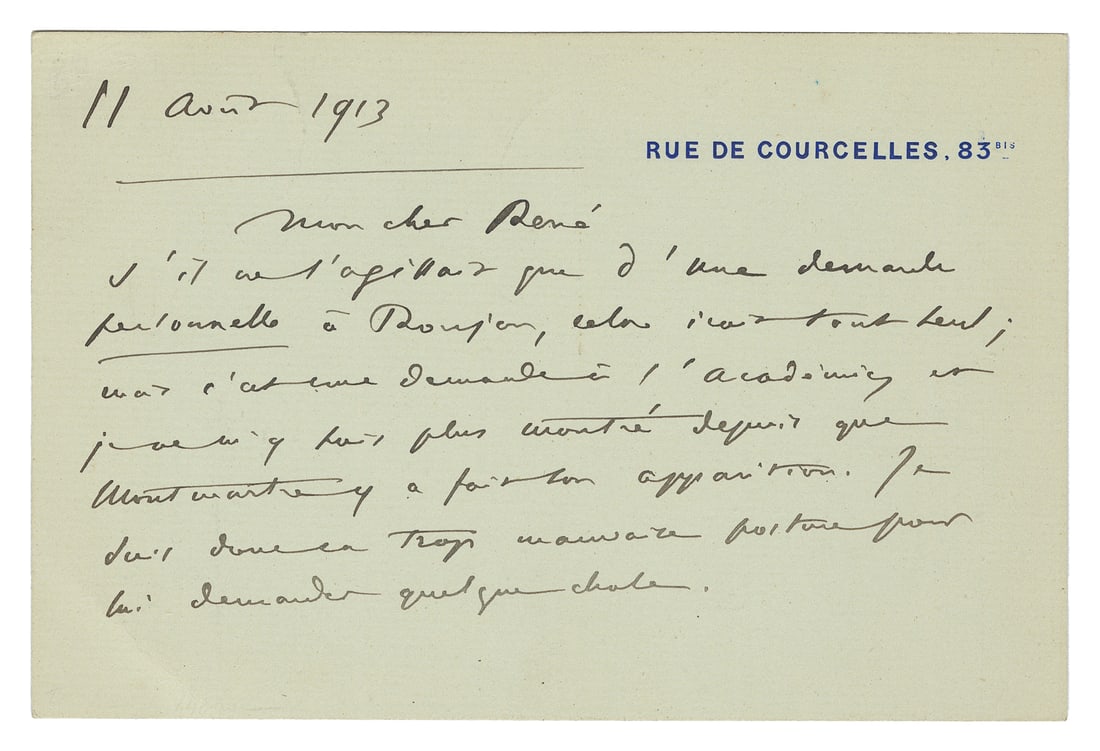 SAINT-SAËNS, Camille (1835-1921). Autograph Note Signed. 11... (1 of 2)