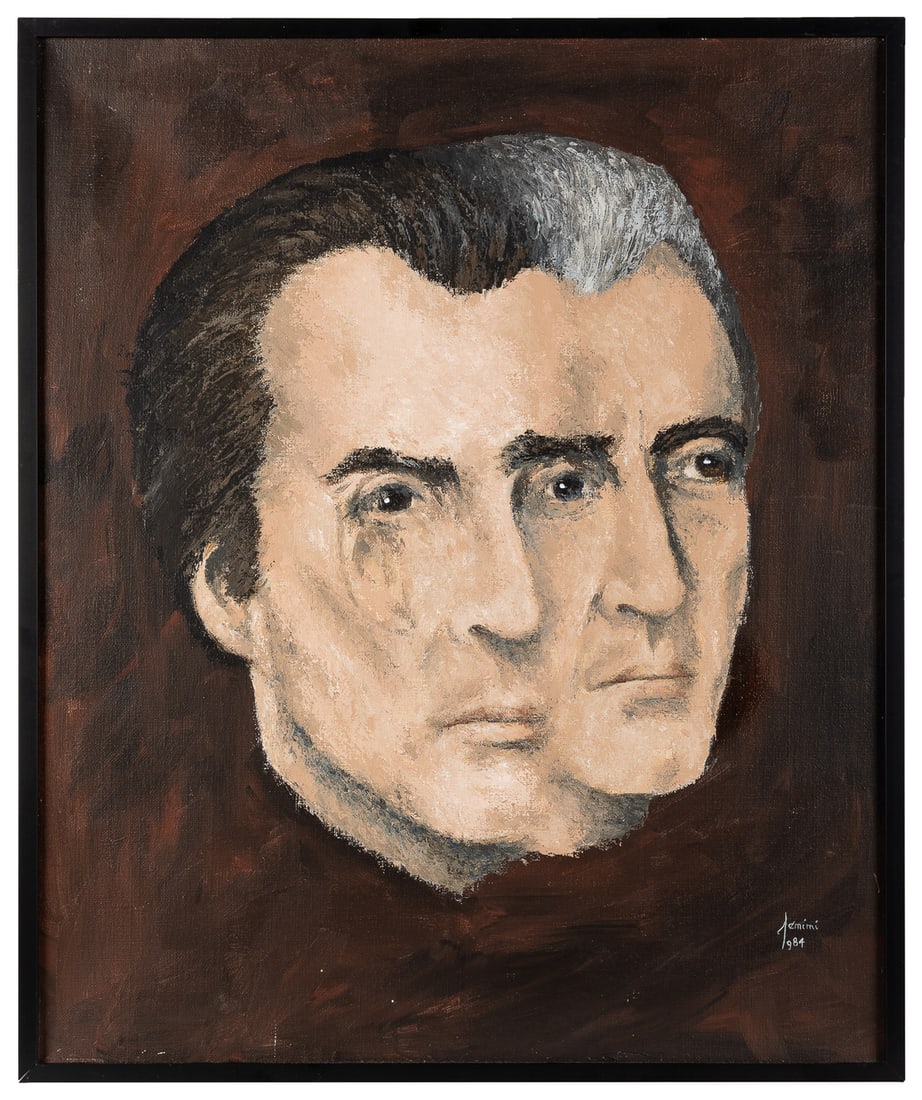 FOWLKES, Jemimi (1937 – 2009). 85th DEI. 1984. Acrylic on c...: FOWLKES, Jemimi (1937 – 2009). 85th DEI. 1984. Acrylic on canvas. Framed, 24 ¼ x 20”. Signed and dated lower right. Title and provenance stamp on verso.
