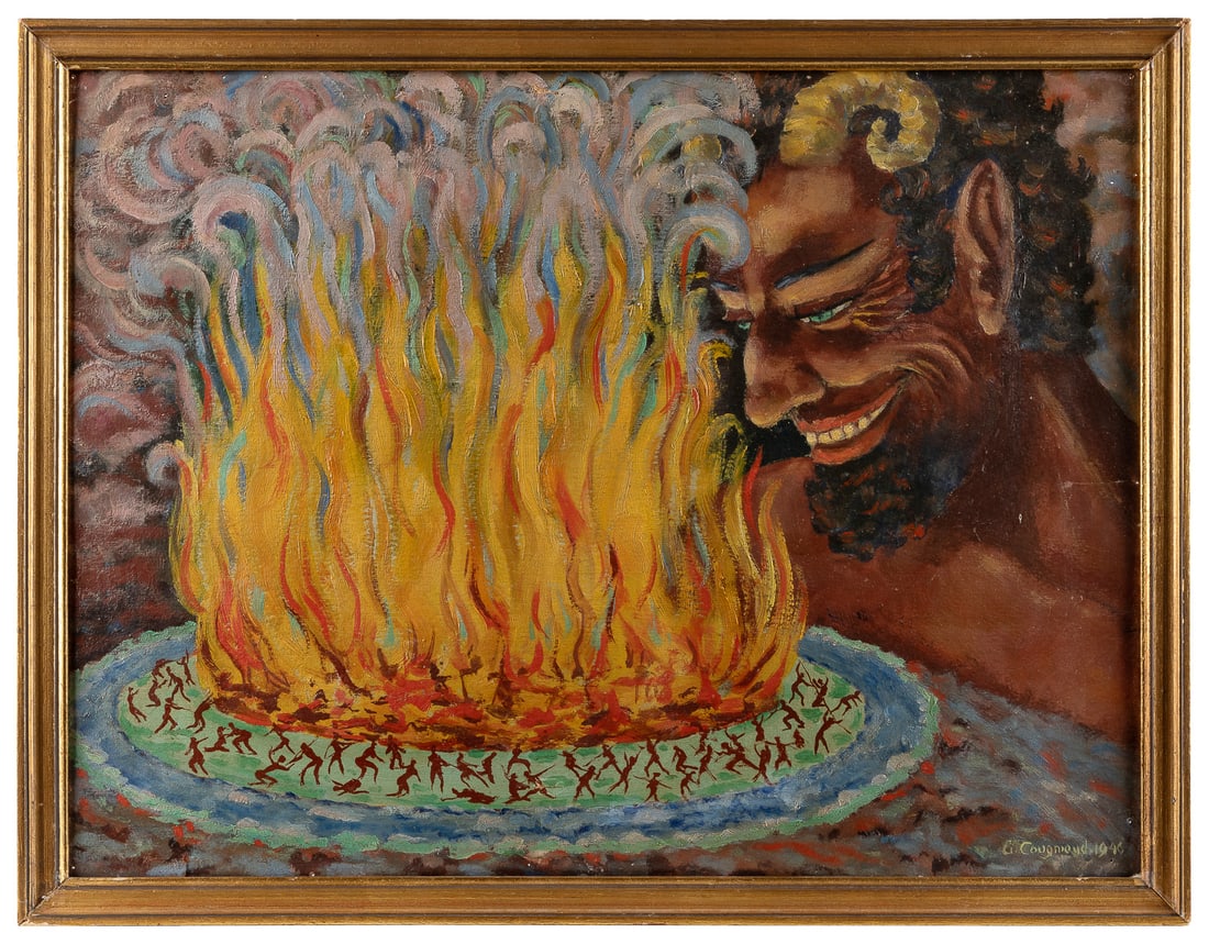 ARTIST UNKNOWN. Untitled (Devil and Hellfire Scene). 1946. ... (1 of 3)