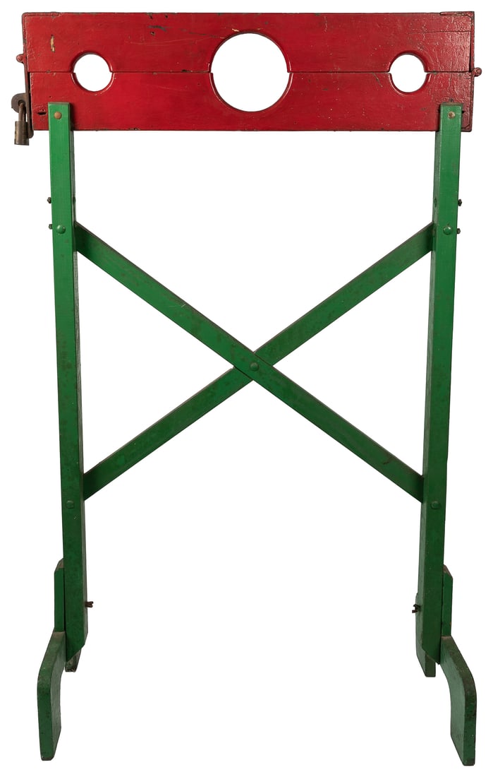 Escape Stocks. Circa 1920s. Set of floor-standing stocks pa... (1 of 2)