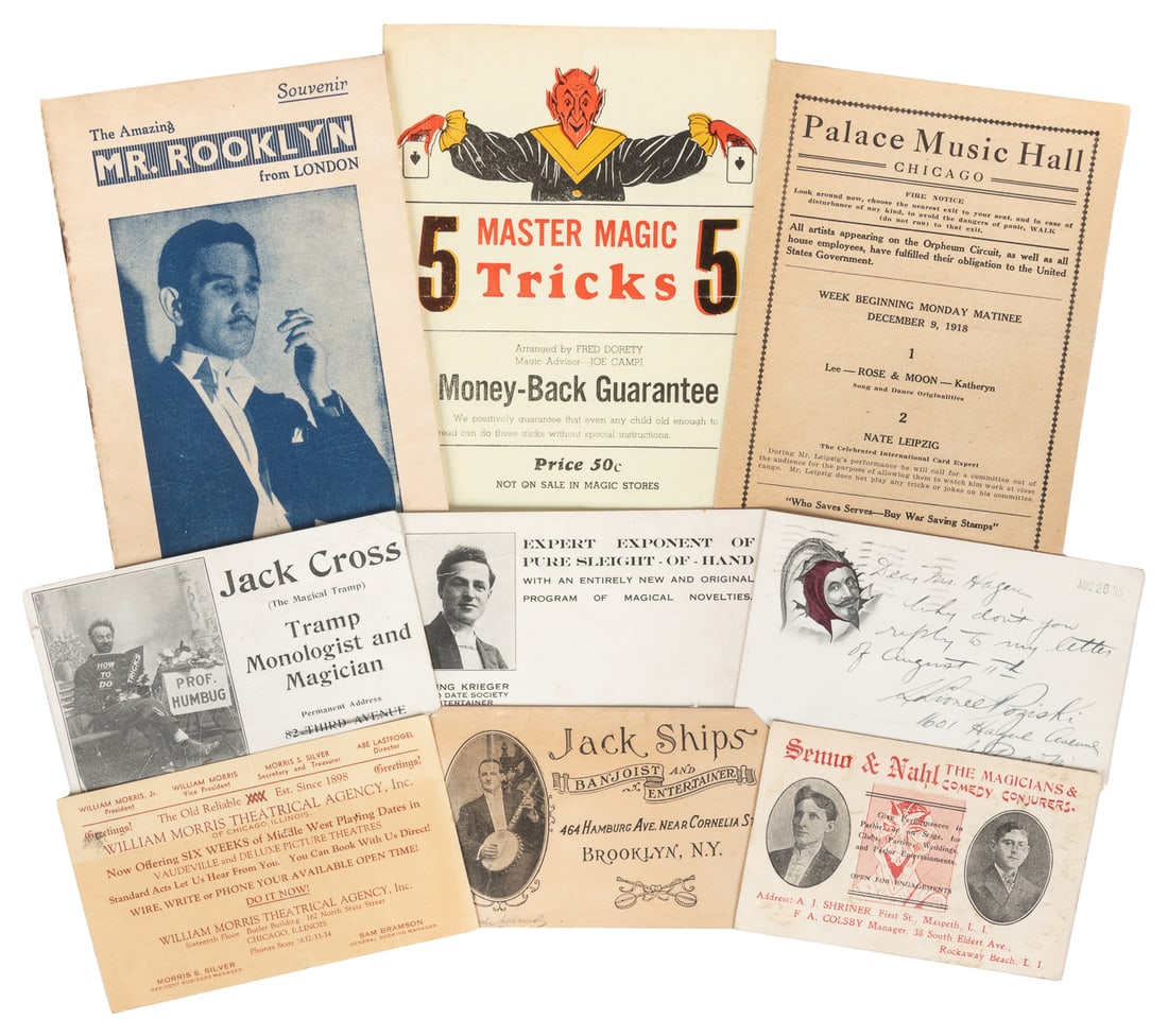  Eight Pieces of Magic and Theatrical Ephemera. V.p., ca. la... (1 of 1)
