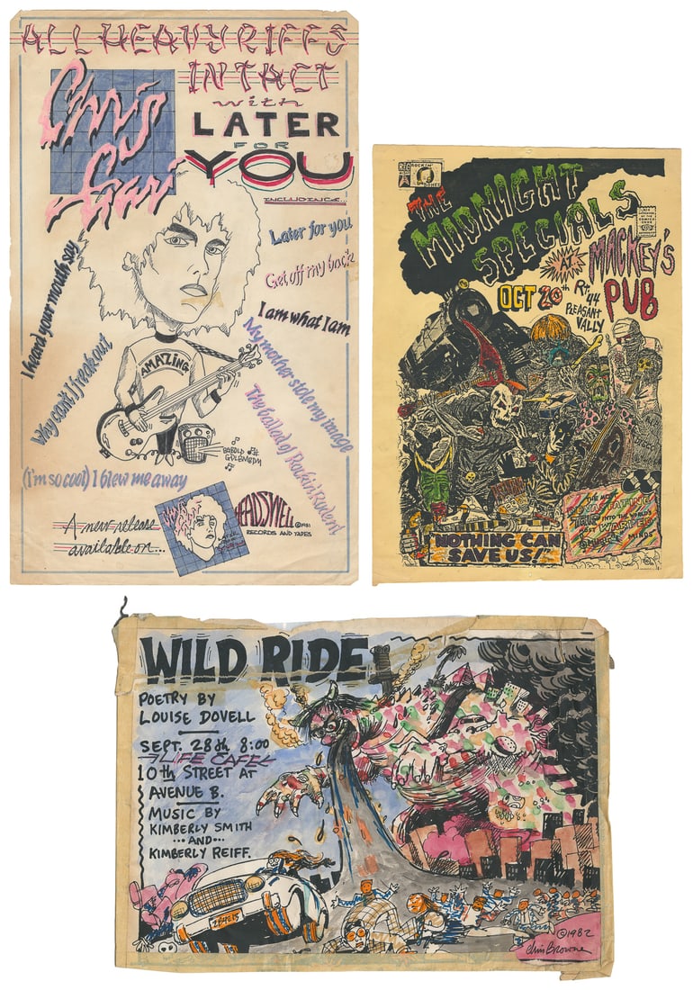 ARTIST UNKNOWN. Three Music Flyers. Circa 1980s. Mixed medi... (1 of 4)