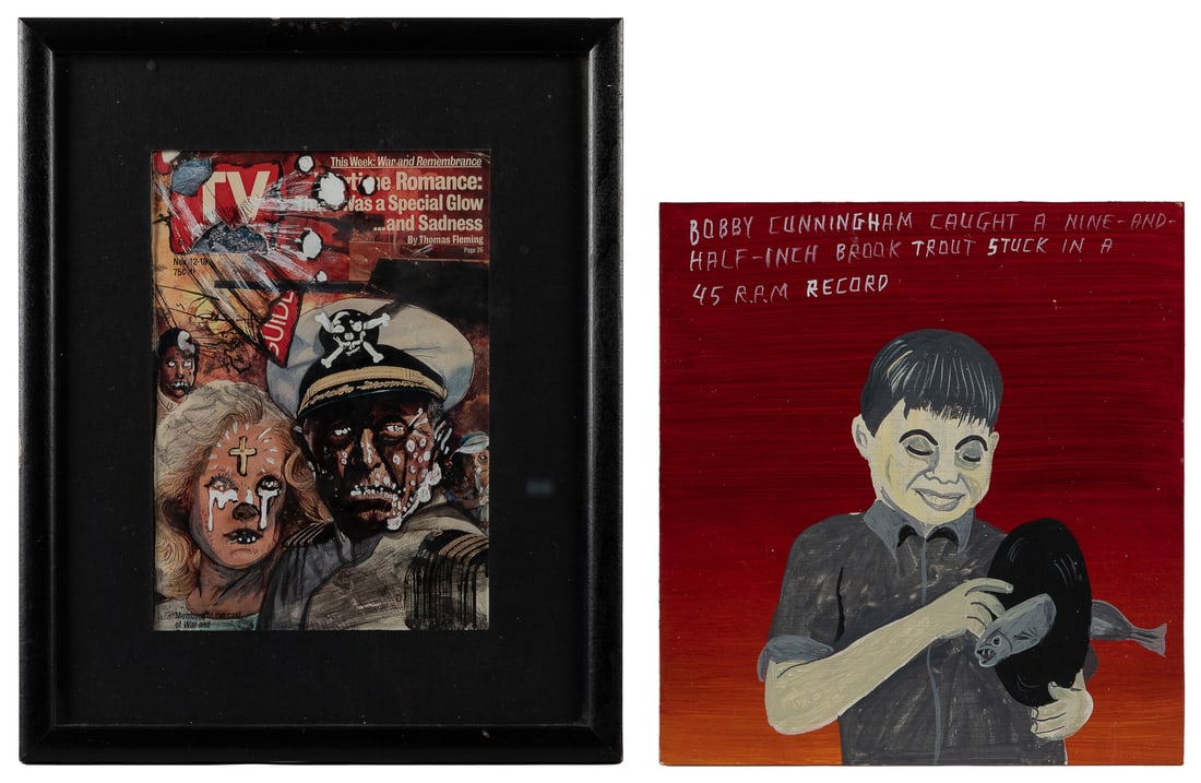 ARTISTS UNKNOWN. Two Untitled Paintings. Circa 1990s. Inclu... (1 of 1)