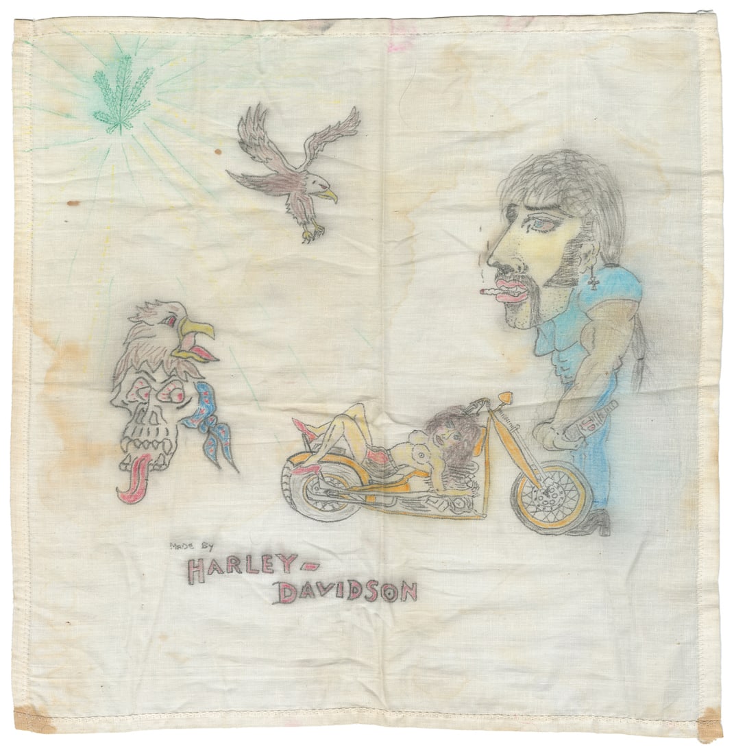[PRISON PAÑO]. ARTIST UNKNOWN. “Harley Davidson” Motorcycle... (1 of 1)