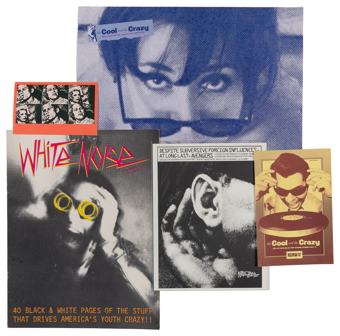 [ZINES]. SPENCER, Ronn (1947–2023). White Noise Ephemera. S...: [ZINES]. SPENCER, Ronn (1947–2023). White Noise Ephemera. San Francisco, five pieces of White Noise and related ephemera. Includes: SCULATTI, Gene and SPENCER, Ronn (editors). White Noise. Vol. 