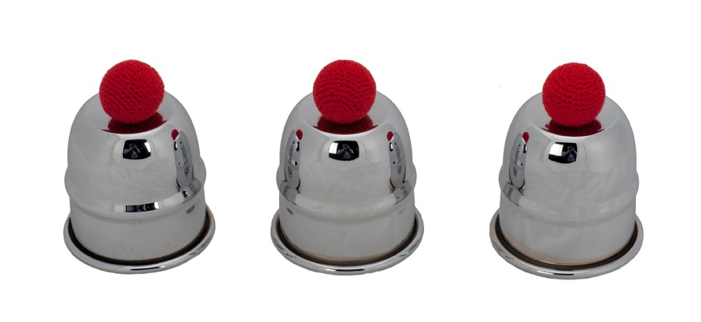 Star Magic's Star Cups and Balls.: Star Cups and Balls. St. Louis, Star Magic, ca. 1980. Set of three chrome-plated steel cups with a single-bead Paul Fox-type design. Known as the “Bells of St. Mary’s” for the fine tone the cups
